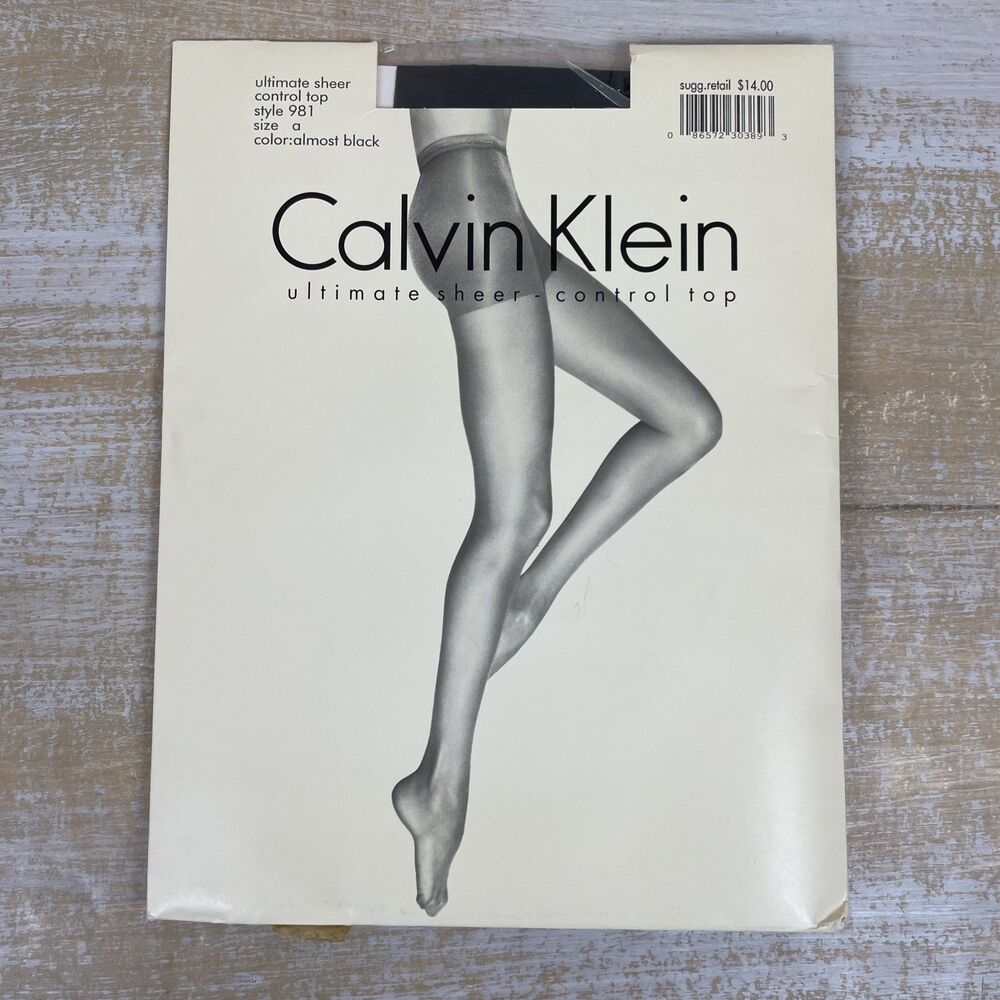 Calvin Klein Ultimate Sheer Control Top Pantyhose Almost Black Style 981 Size A